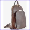 Női mini hátizsák (válltáskaként is hordható), elöl nagy zseb, műbőr, barna lupusbag-hu 2