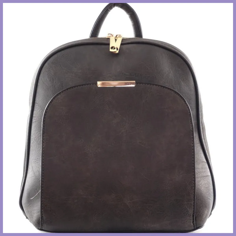 Női mini hátizsák (válltáskaként is hordható), elöl nagy zseb, műbőr, szürke lupusbag-hu 1