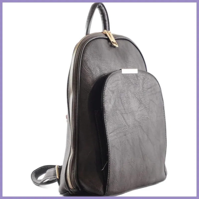 Női mini hátizsák (válltáskaként is hordható), elöl nagy zseb, műbőr, szürke lupusbag-hu 2