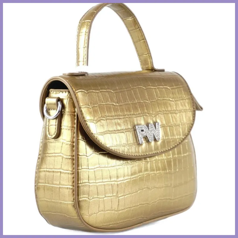 Női partitáska krokodilmintás, műbőr, arany lupusbag-hu 2