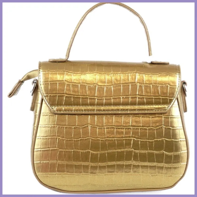 Női partitáska krokodilmintás, műbőr, arany lupusbag-hu 3