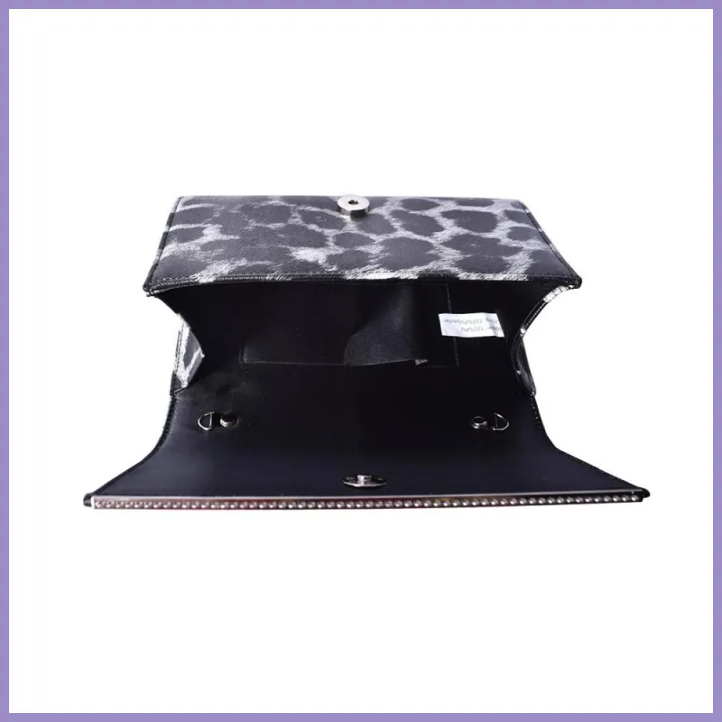 Női partitáska leopárdmintával, műbőr, szürke lupusbag-hu 3