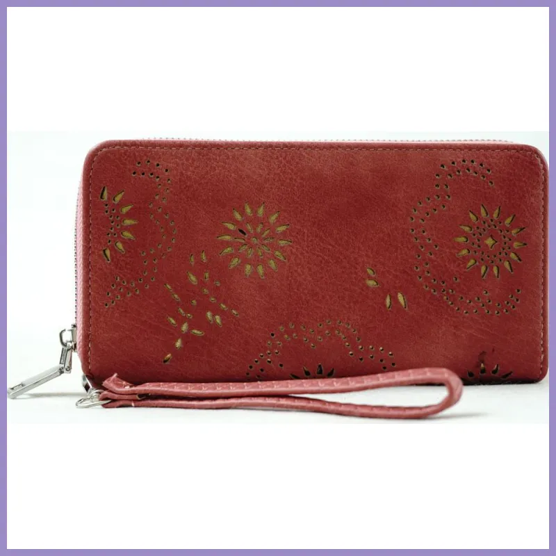 Női pénztárca lézervágott mintával, műbőr, rózsaszín lupusbag-hu 1