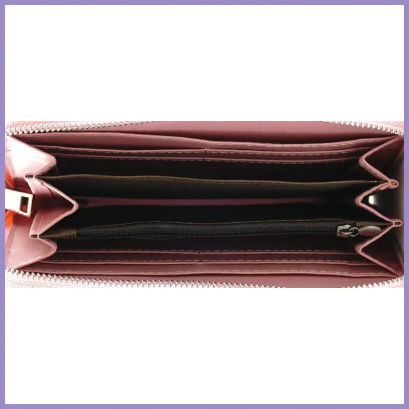 Női pénztárca lézervágott mintával, műbőr, rózsaszín lupusbag-hu 2