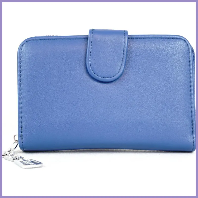 Női pénztárca négyzetes mintával, műbőr, kék lupusbag-hu 3