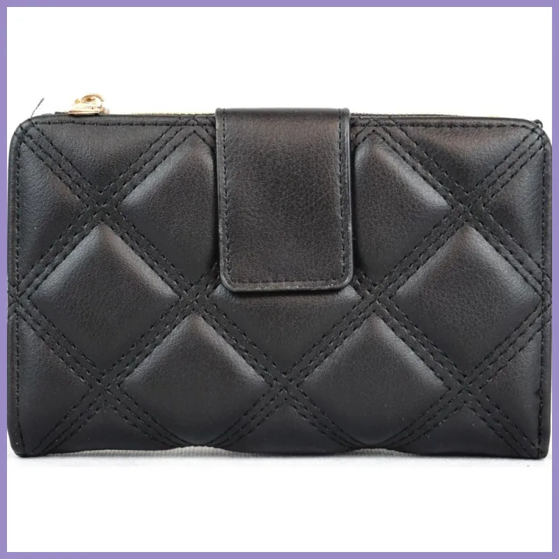 Női pénztárca steppent mintával, műbőr, fekete lupusbag-hu 1