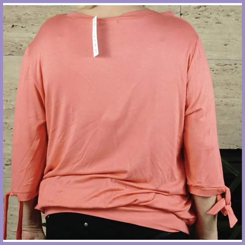 Női póló vállán és derekán megköthető, lazac lupusbag-hu 3