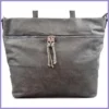Női shopper válltáska elöl széles zsebbel, műbőr, szürke lupusbag-hu 3