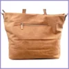 Női shopper válltáska elöl széles zsebbel, műbőr, világosbarna lupusbag-hu 4