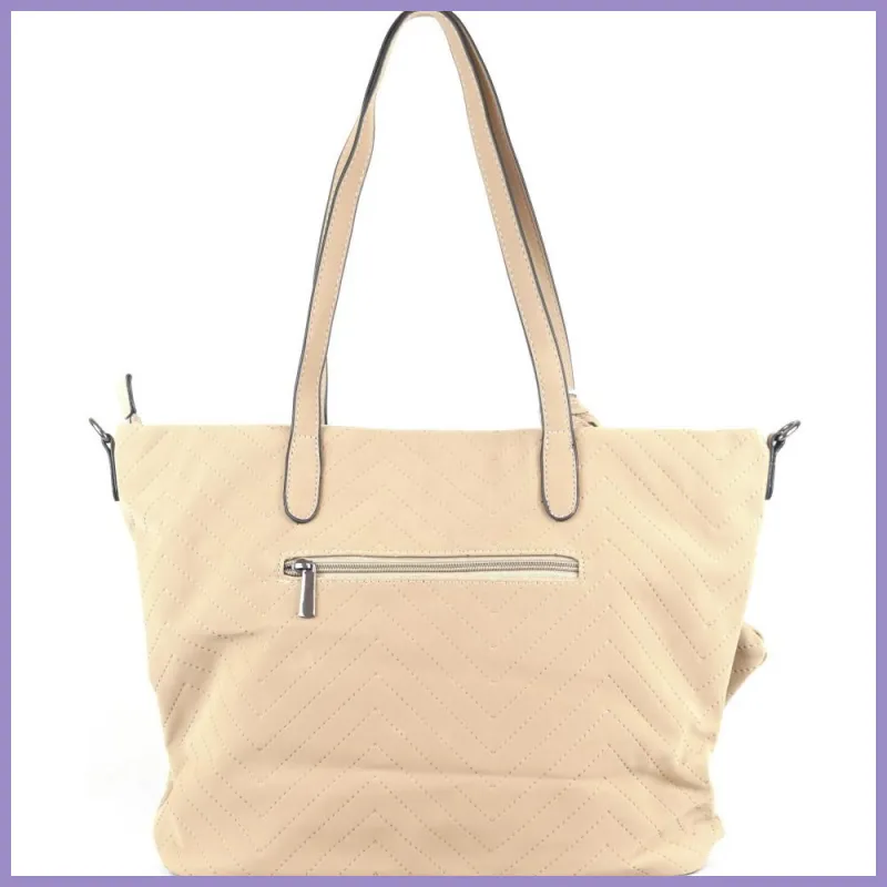 Női shopper válltáska lyuggatott V mintával, poliészter, szürke lupusbag-hu 3