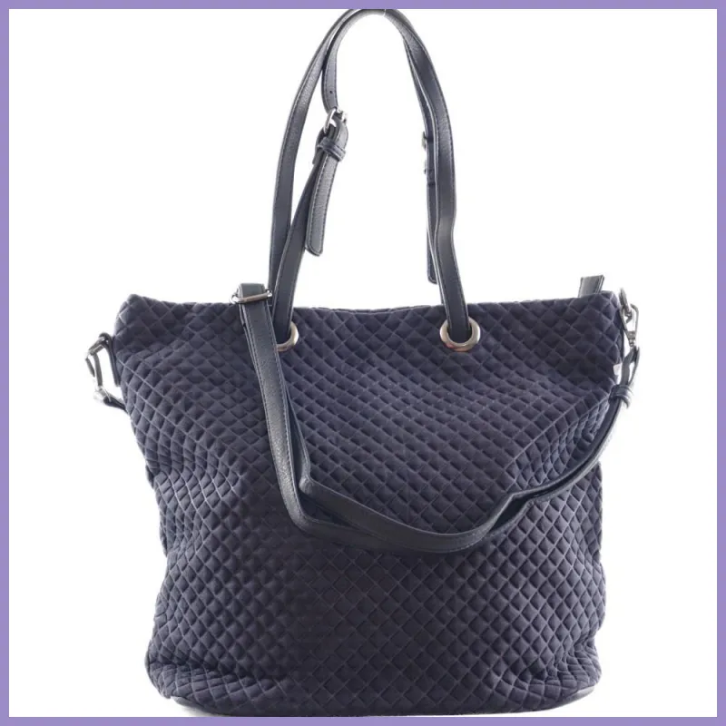 Női shopper válltáska nyomott négyzet mintával, velúr, kék lupusbag-hu 1