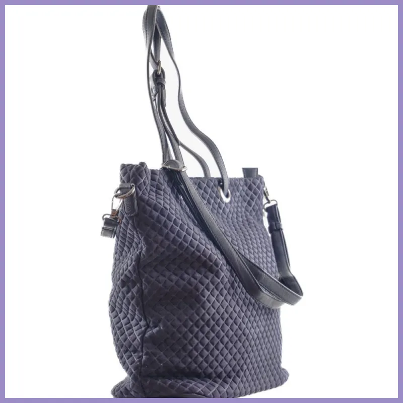 Női shopper válltáska nyomott négyzet mintával, velúr, kék lupusbag-hu 2