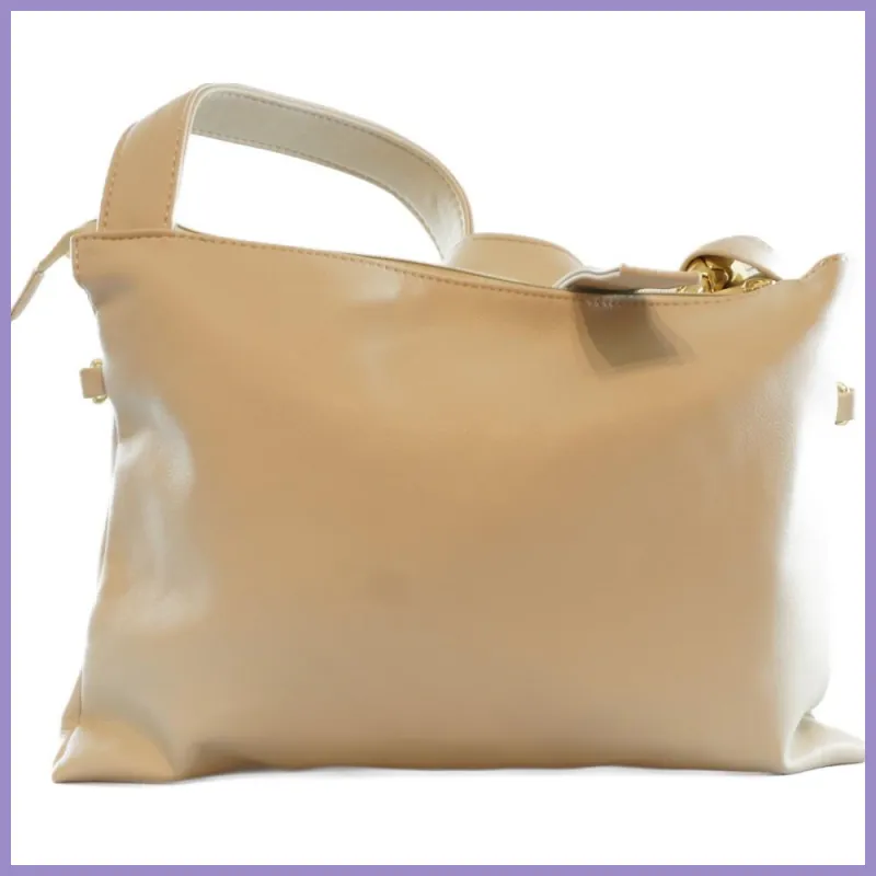 Női válltáska nagy láncszemmel, műbőr, bézs lupusbag-hu 3