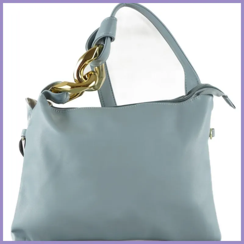 Női válltáska nagy láncszemmel, műbőr, kék lupusbag-hu 1