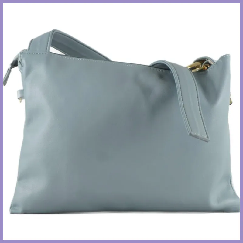 Női válltáska nagy láncszemmel, műbőr, kék lupusbag-hu 3