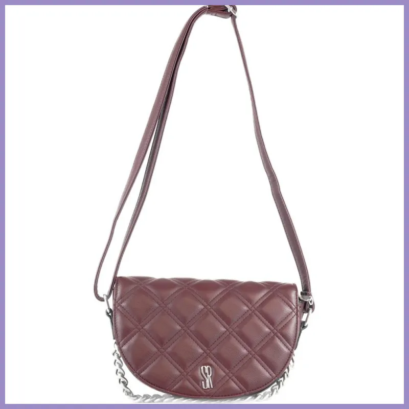 Silvia Rosa láncos női keresztpántos táska, puha steppelt, műbőr, bordó lupusbag-hu 1