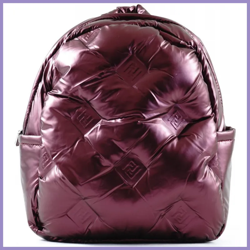 Silvia Rosa női hátitáska vízhatlan anyagból steppelt mintával, bordó lupusbag-hu 1