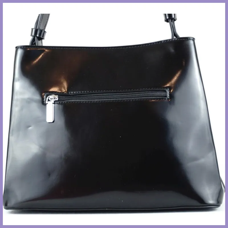 Silvia Rosa női kézitáska lézervágott mintával, műbőr, fekete lupusbag-hu 4