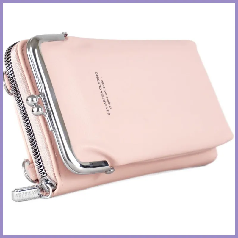 Silvia Rosa női pénztárca lecsatolható telefontartóval, műbőr, rózsaszín lupusbag-hu 2