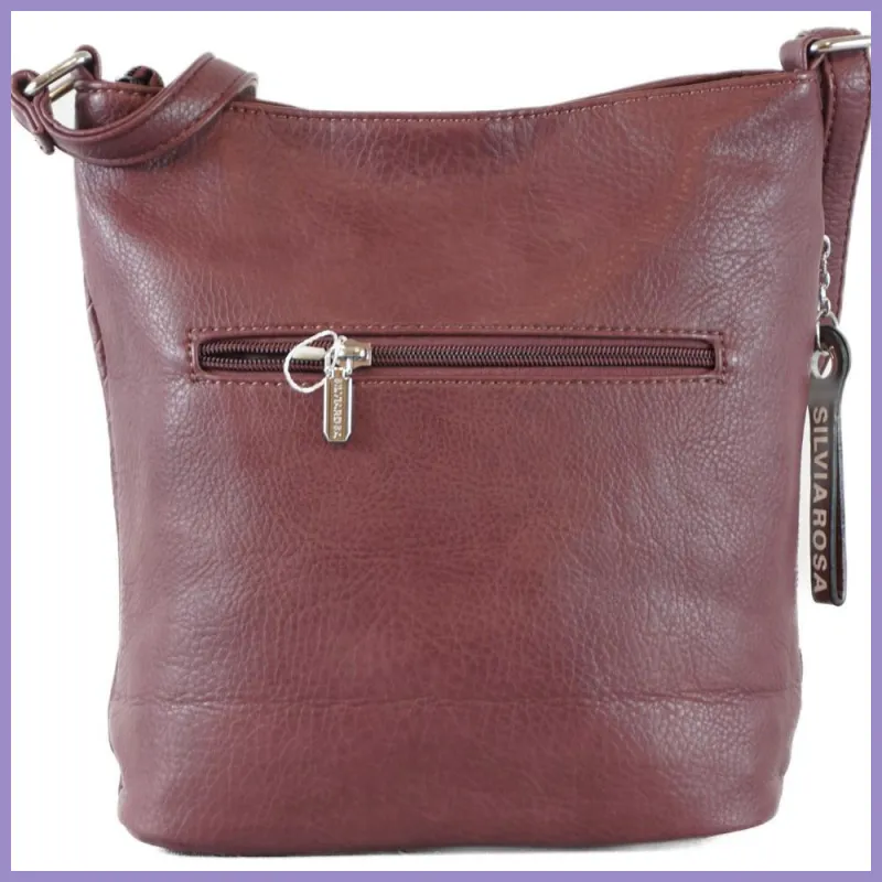 Silvia Rosa női válltáska geometrikus mintával, műbőr, bordó lupusbag-hu 3