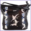 Silvia Rosa női válltáska hímzett pillangós mintával, műbőr, fekete lupusbag-hu 1