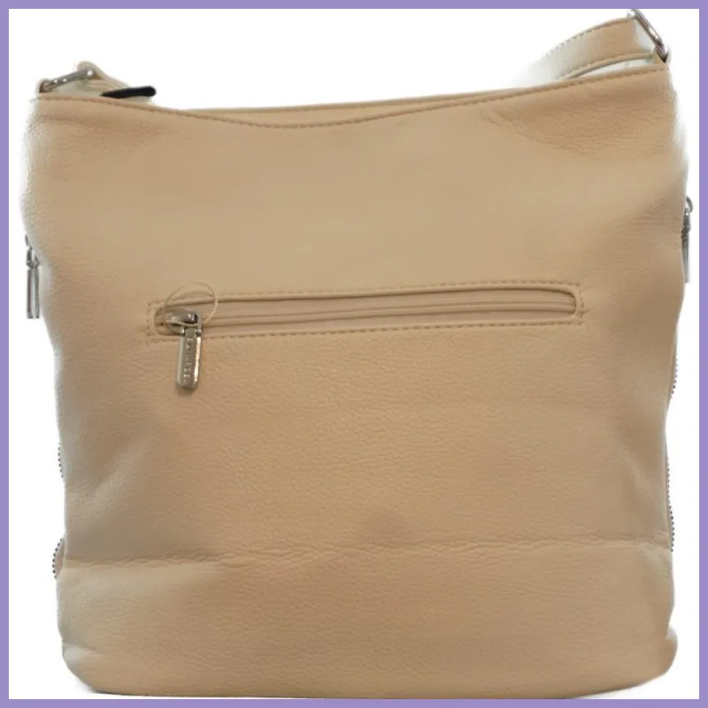 Silvia Rosa női válltáska hímzett virágmintával, műbőr, fehér lupusbag-hu 3