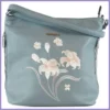 Silvia Rosa női válltáska hímzett virágmintával, műbőr, kék lupusbag-hu 1
