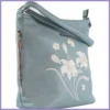 Silvia Rosa női válltáska hímzett virágmintával, műbőr, kék lupusbag-hu 2