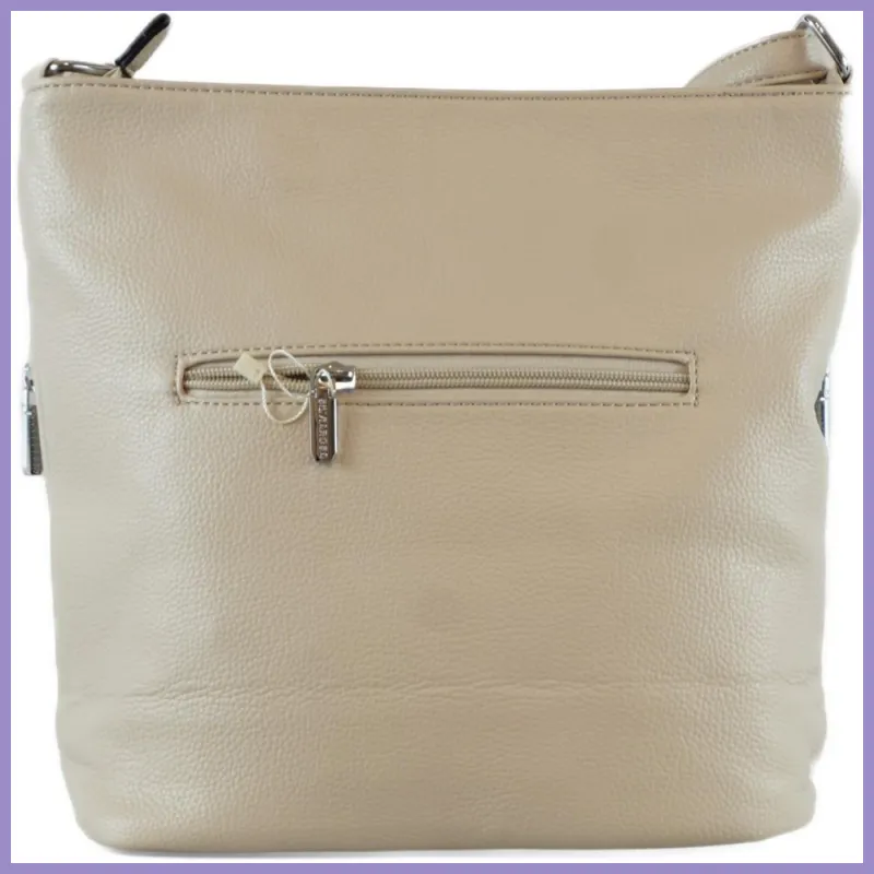 Silvia Rosa női válltáska hímzett virágmintával, műbőr, szürke lupusbag-hu 3