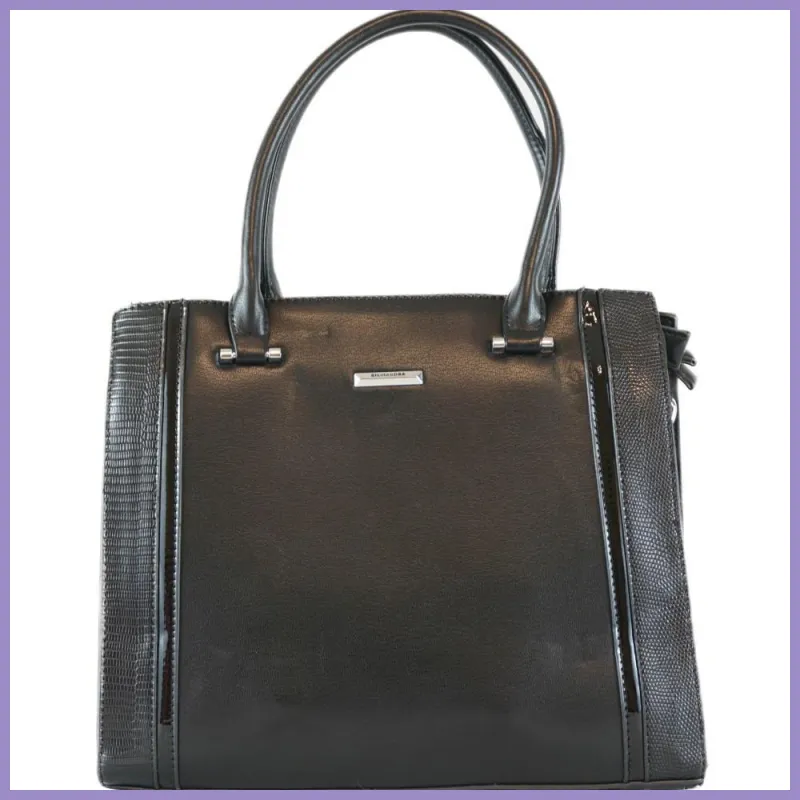 Silvia Rosa tripla rekeszes merev válltáska, műbőr, fekete lupusbag-hu 1