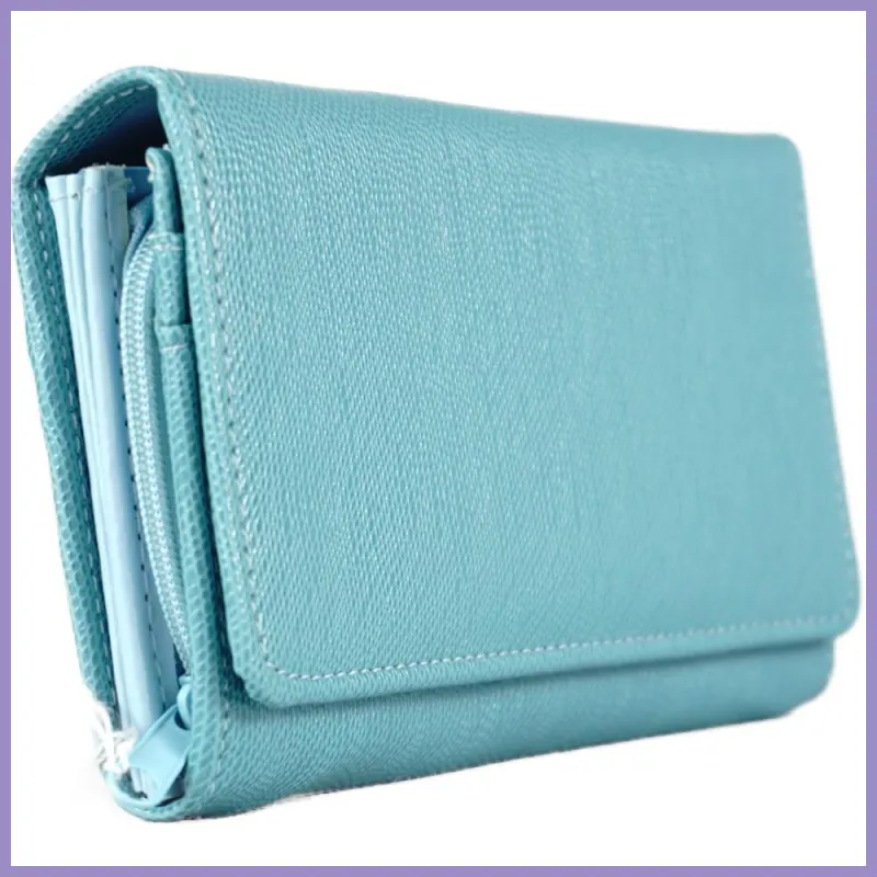 Sok rekeszes egyszerű női pénztárca, műbőr, kék lupusbag-hu 2