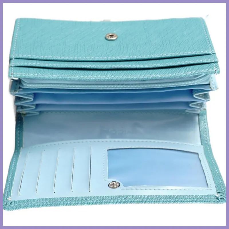 Sok rekeszes egyszerű női pénztárca, műbőr, kék lupusbag-hu 3