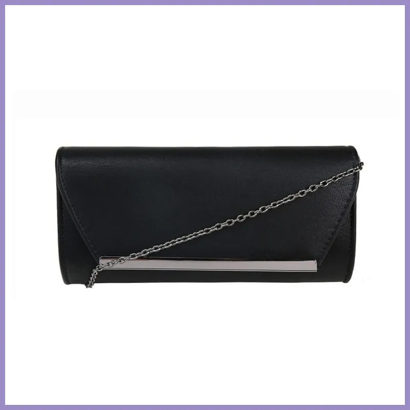 Szögletes női partitáska arany színű szegéllyel, műbőr, fekete lupusbag-hu 1