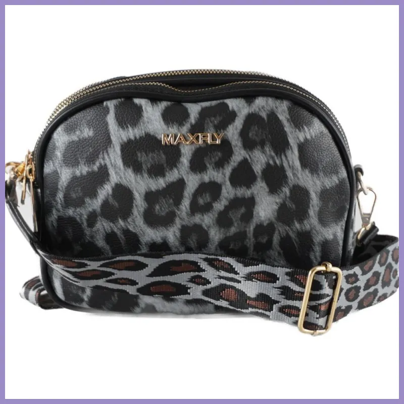 Tripla rekeszes női oldaltáska állatmintával, műbőr, leopárd lupusbag-hu 1