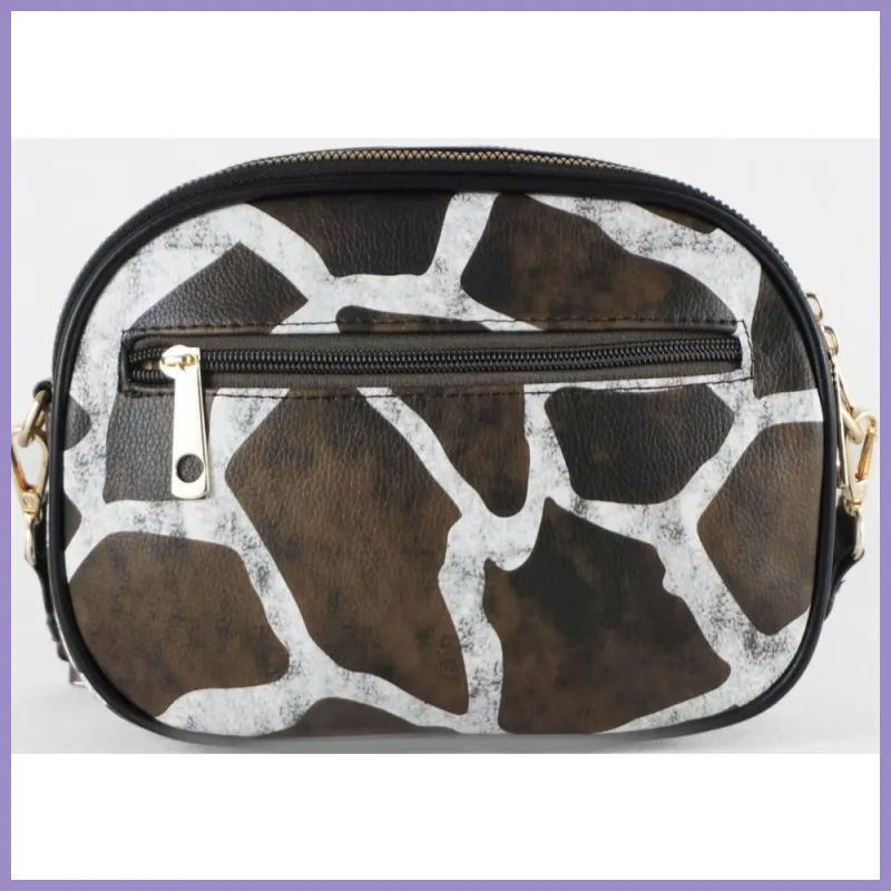 Tripla rekeszes női oldaltáska állatmintával, műbőr, zsiráf lupusbag-hu 3