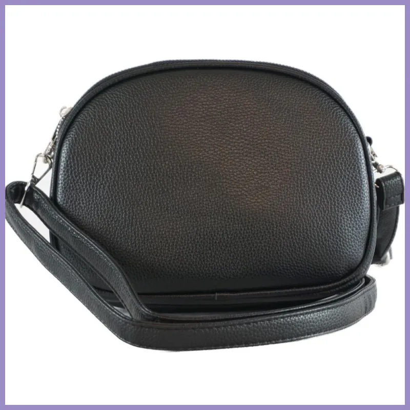 Tripla rekeszes női oldaltáska, műbőr, fekete lupusbag-hu 1