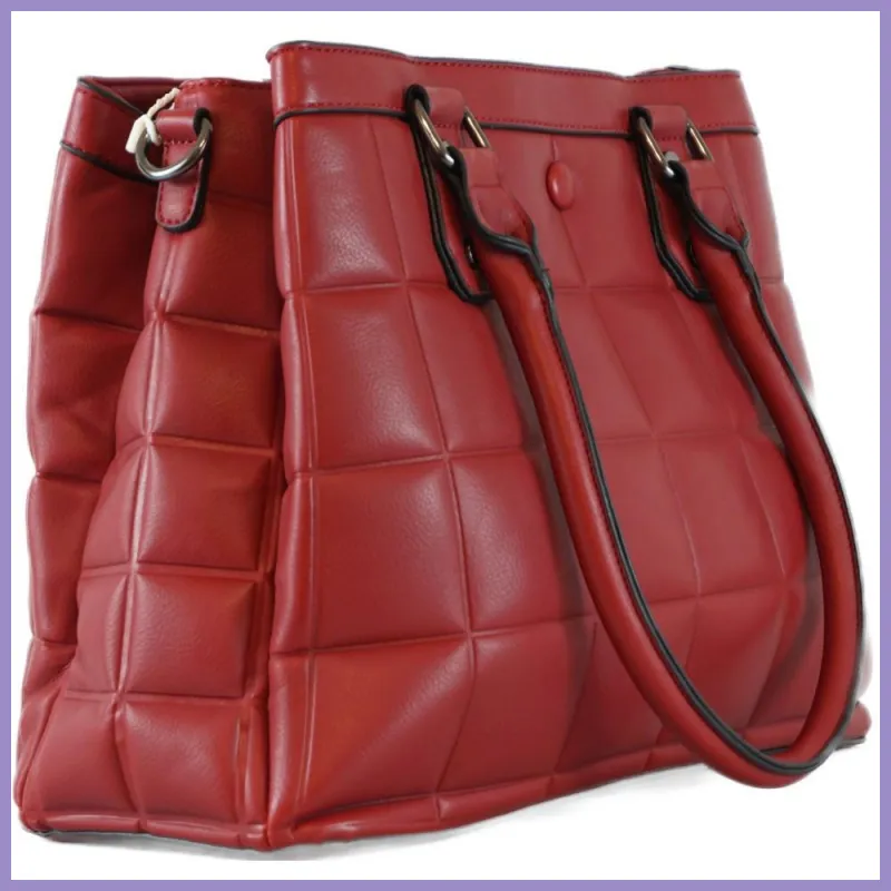 Tripla rekeszes női válltáska, műbőr, piros lupusbag-hu 2