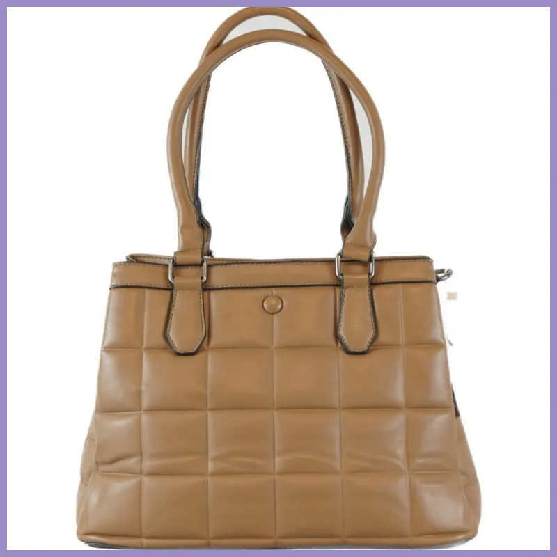 Tripla rekeszes női válltáska, műbőr, világosbarna lupusbag-hu 1