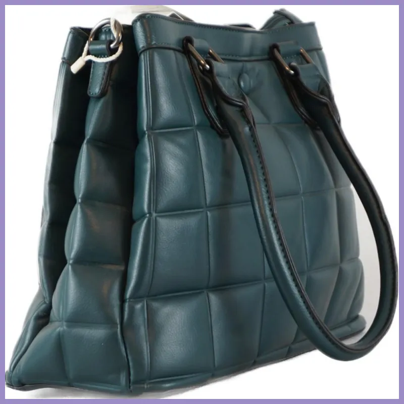 Tripla rekeszes női válltáska, műbőr, zöld lupusbag-hu 2