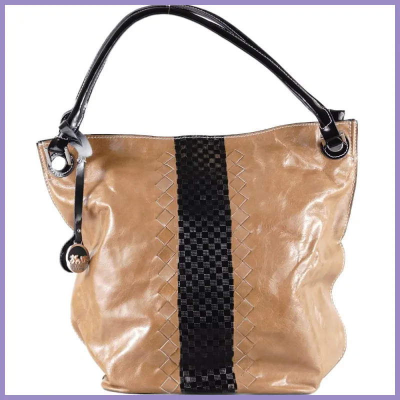 Velina Fabbiano női válltáska, bőr, khaki lupusbag-hu 1