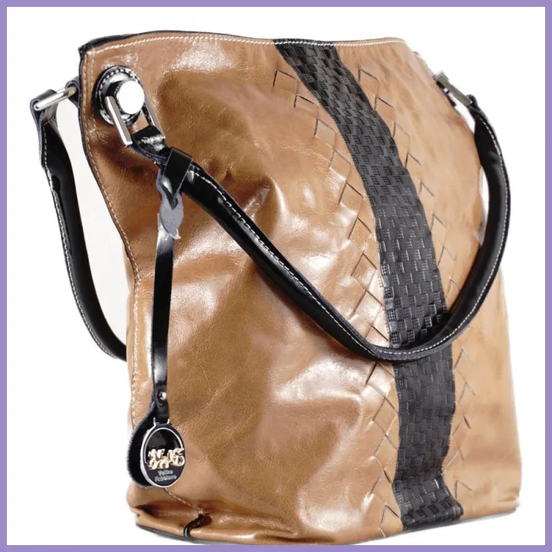 Velina Fabbiano női válltáska, bőr, khaki lupusbag-hu 2