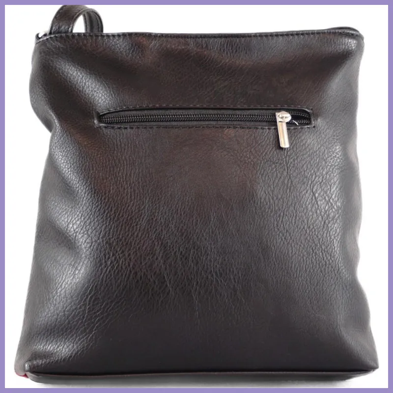 VIA55 divatos női keresztpántos táska, rostbőr, piros lupusbag-hu 3