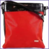 VIA55 dupla rekeszes női keresztpántos táska, rostbőr, piros lupusbag-hu 1