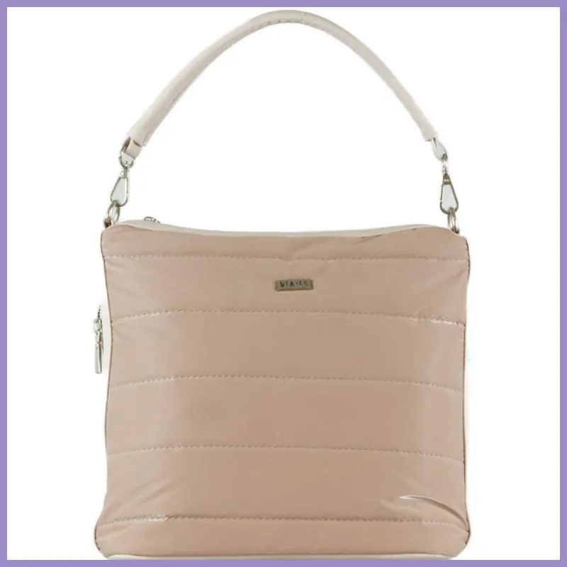 VIA55 egyszerű női válltáska, rostbőr, bézs lupusbag-hu 1