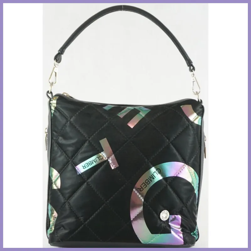 VIA55 egyszerű női válltáska, rostbőr, fekete2 lupusbag-hu 1