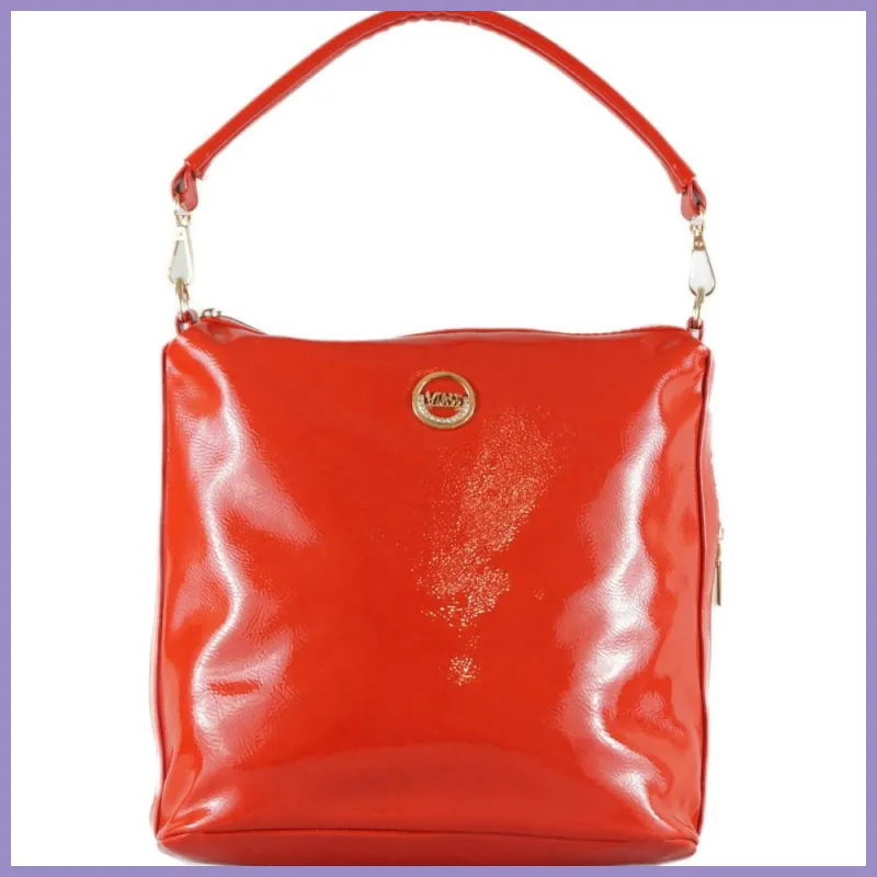 VIA55 egyszerű női válltáska, rostbőr, piros2 lupusbag-hu 1