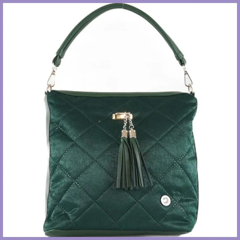 VIA55 egyszerű női válltáska, rostbőr, zöld lupusbag-hu 1