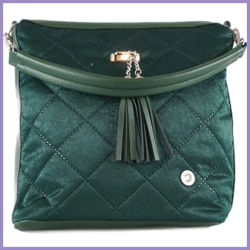 VIA55 egyszerű női válltáska, rostbőr, zöld lupusbag-hu 2