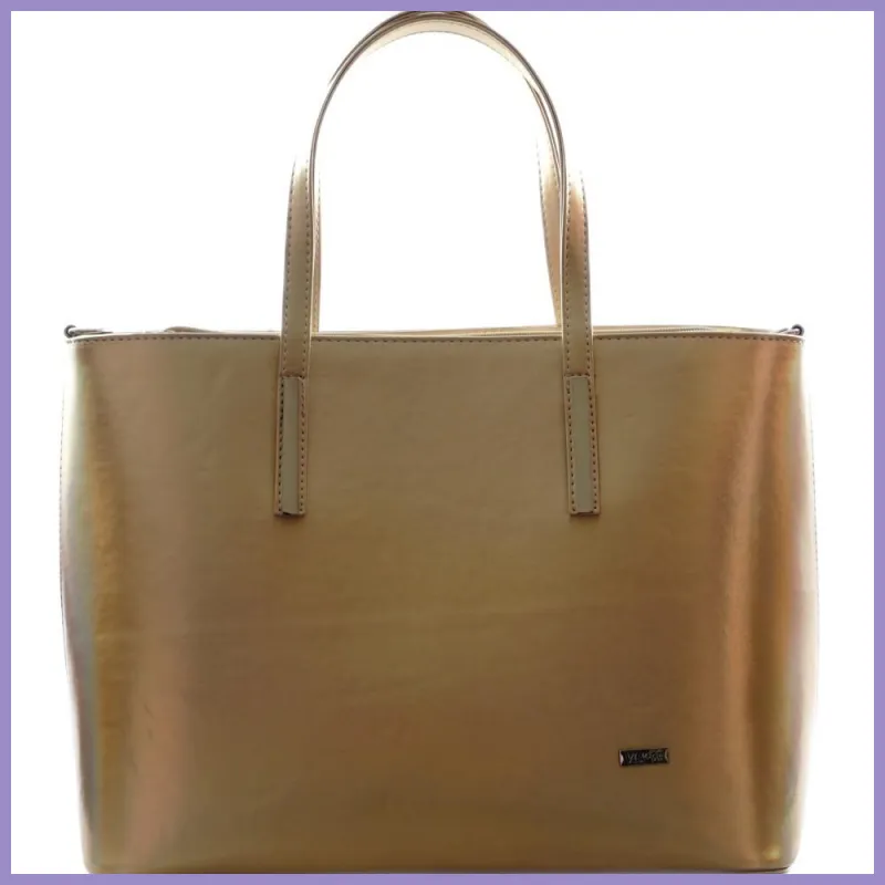 VIA55 elegáns nagyméretű női kézitáska merev fazonban, rostbőr, arany lupusbag-hu 1