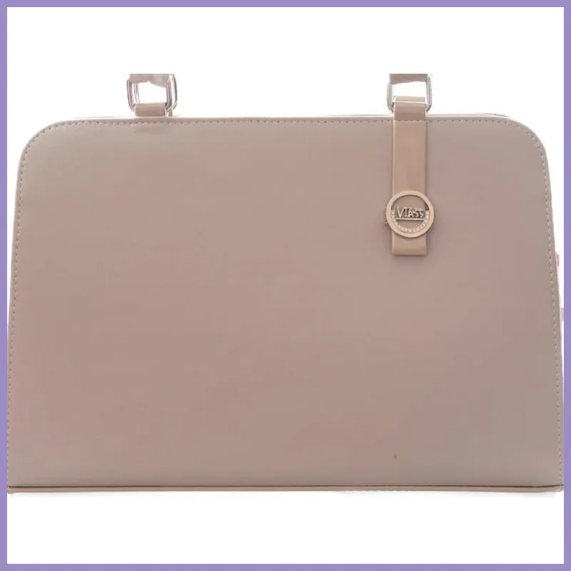 VIA55 elegáns női kézitáska merev fazonban lakk füllel, rostbőr, bézs lupusbag-hu 2
